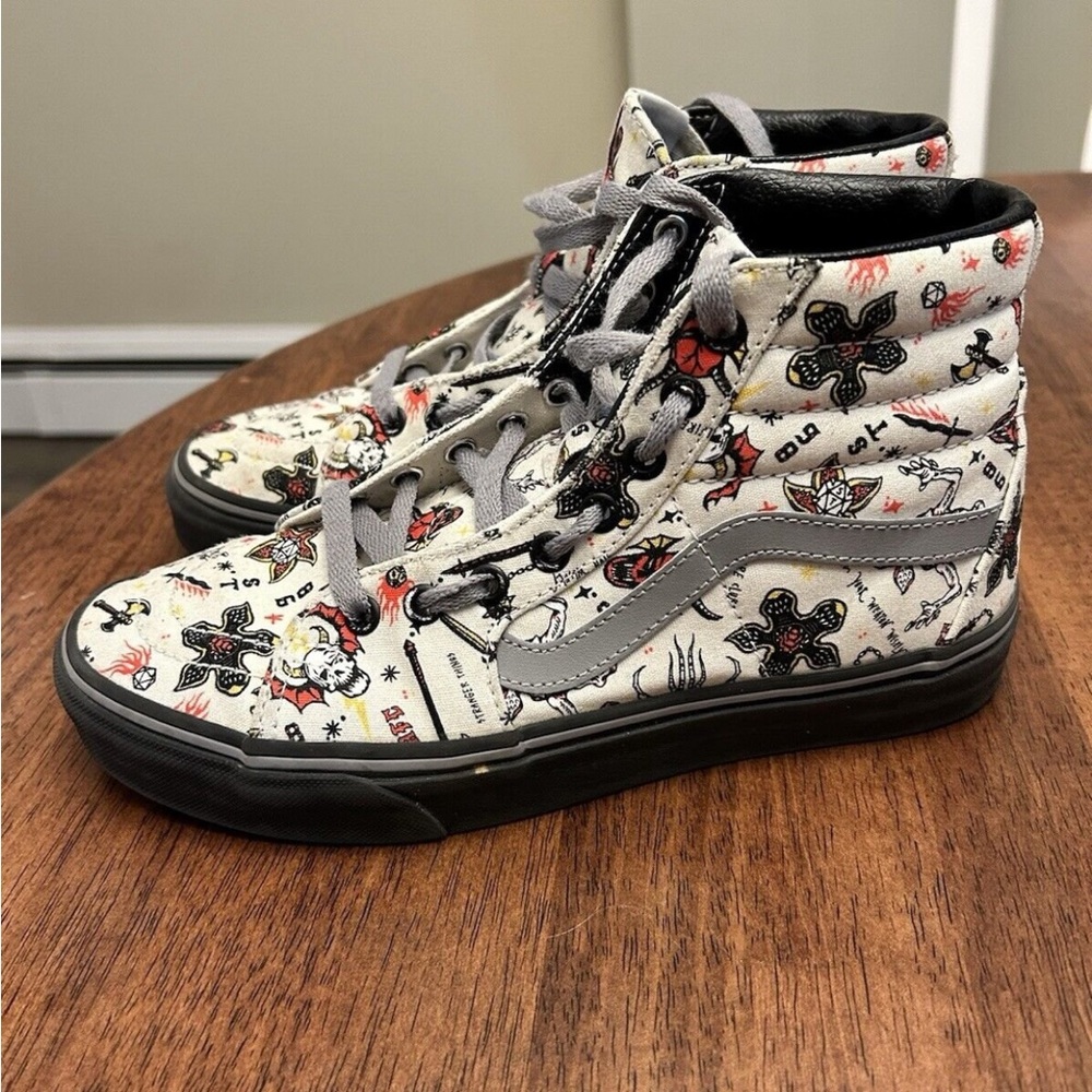 High-Top Graphic Skate Sneakers - Gray/Black Stranger Things Vans